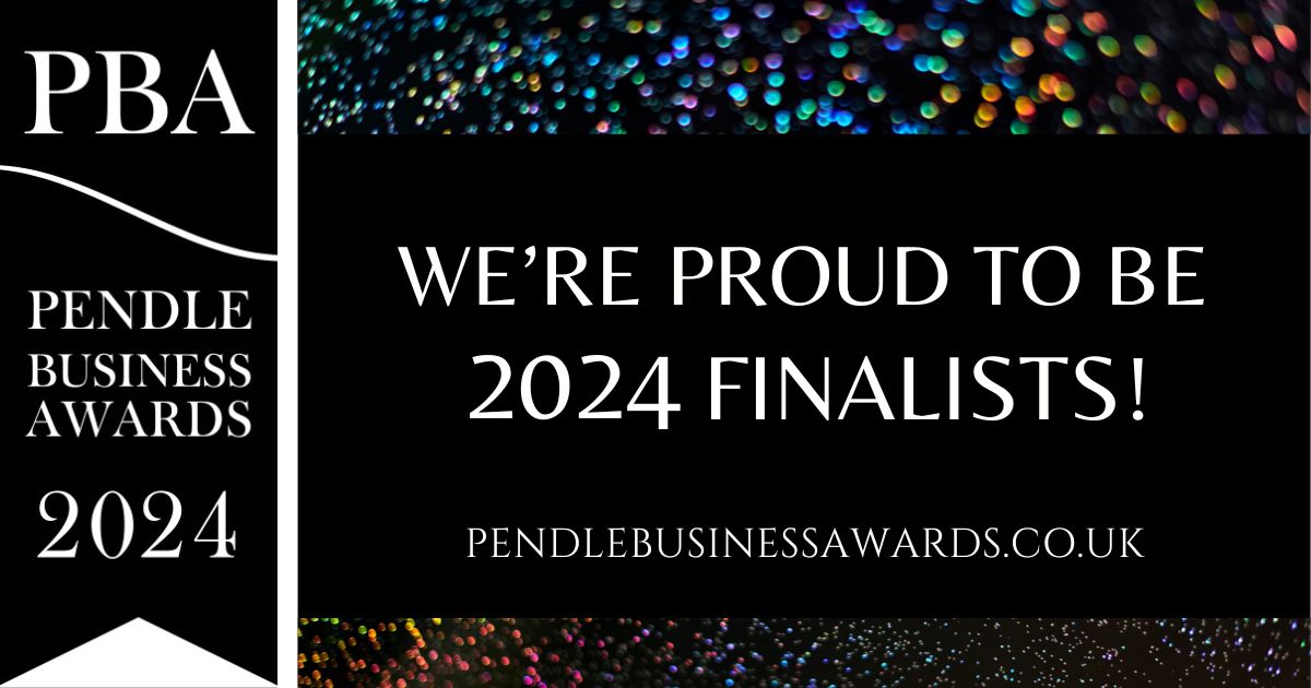 Graphic is black with white text saying we are proud to be a 2024 finalist 